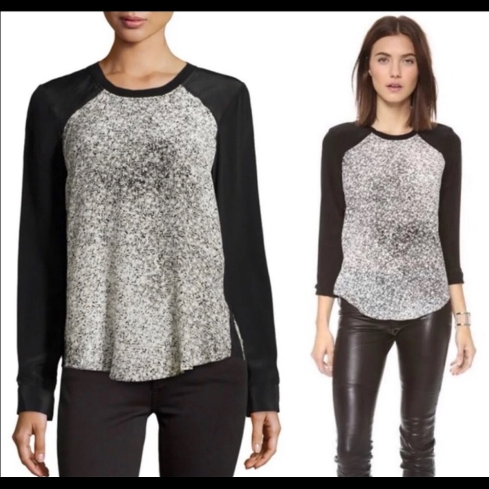 NWT-Rebecca Taylor Silk Woodcut Colorblock Blouse